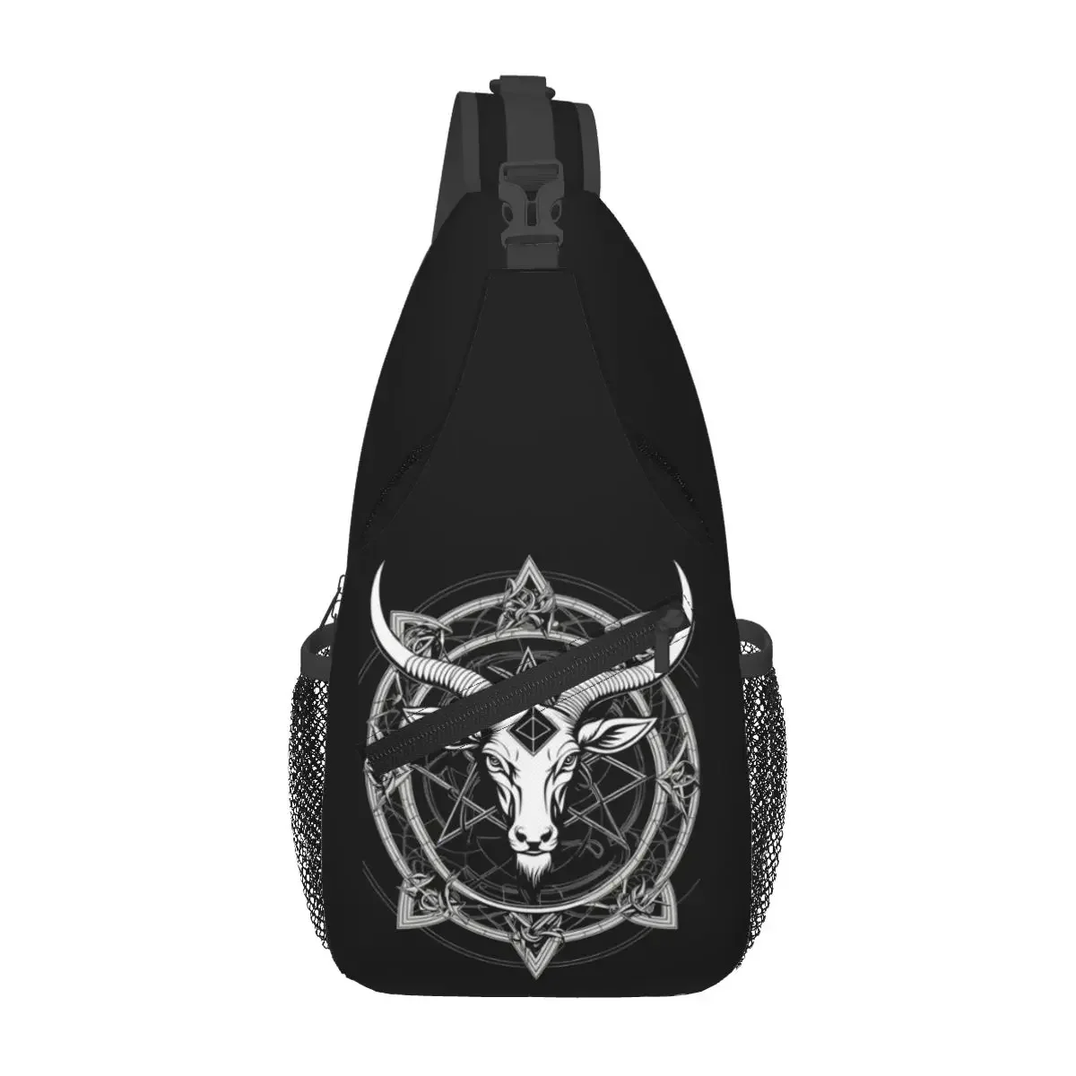 Occult Satanic Pentagram Chest Bag Men Sling Crossbody Backpack Chest Bag Travel Hiking Daypack Shoulder Bag