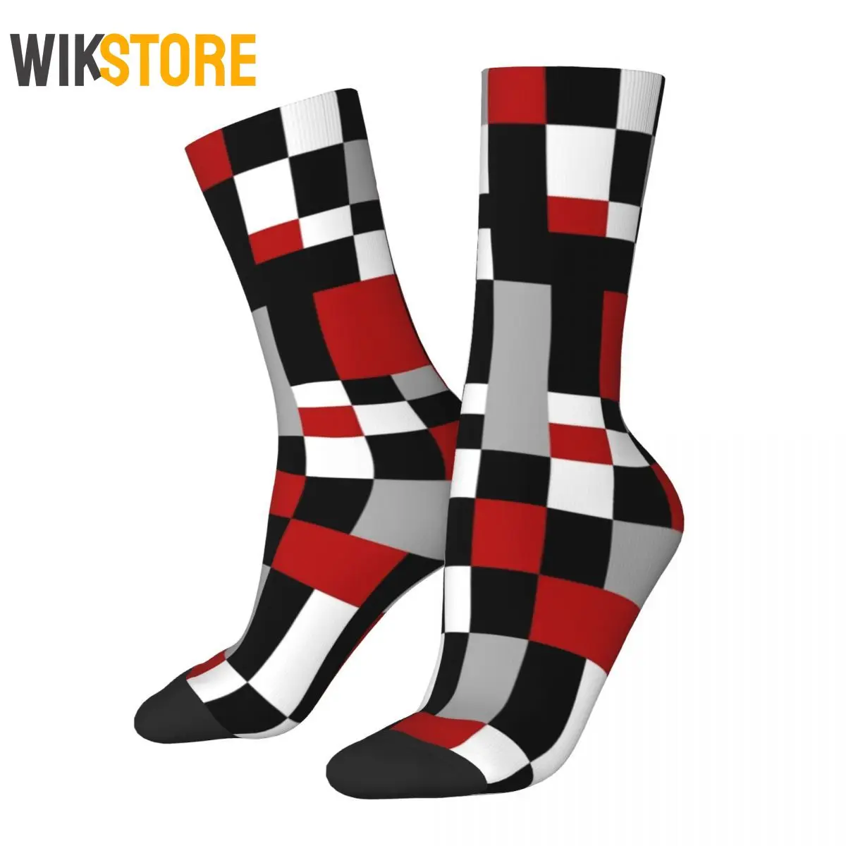 Geometric Fantasy Red Black Socks Men's Women's Funny Happy Abstract Socks Harajuku Spring Summer Autumn Winter Breathable Sock