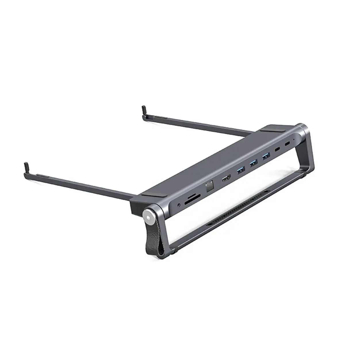 A46U 9-in-1 Aluminum Alloy Laptop Height Increasing Heat Dissipation HUB Docking Station Laptop Portable Folding Stand