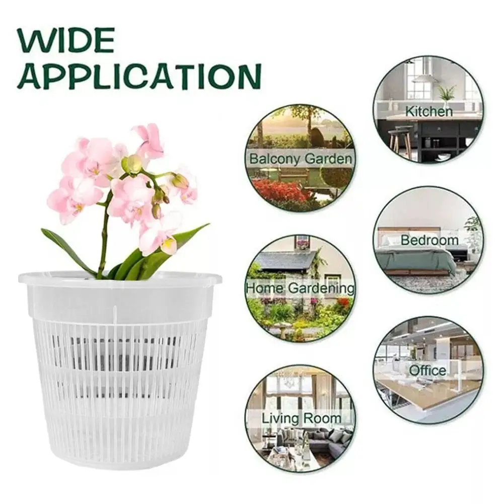 4X 11/14/16/19cm Root Control Transparent Flower Pot Phalaenopsis Orchid Control Planting Flowerpot With Stomata Home Decor