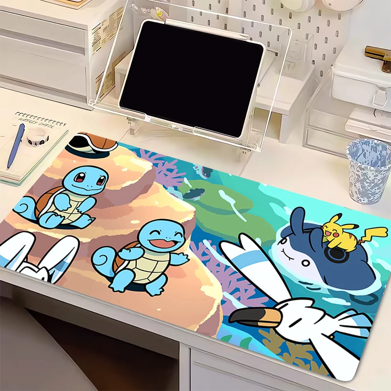 Tapis de souris grand format pour gamer, tapis de bureau pour clavier et souris, tapis pour ordinateur portable, tapis de souris en caoutchouc P-Pokemon Squirtle, tapis de souris gaming pour ordinateur portable xxl