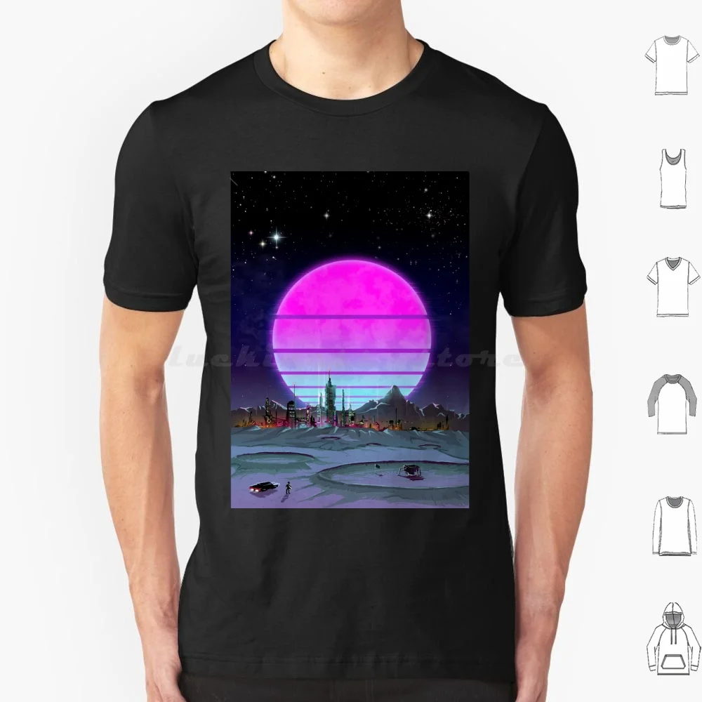 Apollo Dreams-Moon In Neon T Shirt Men Women Kids 6xl Vibes Synthwave Retro Aesthetic Vaporwave Solarpunk Space Neon Mood