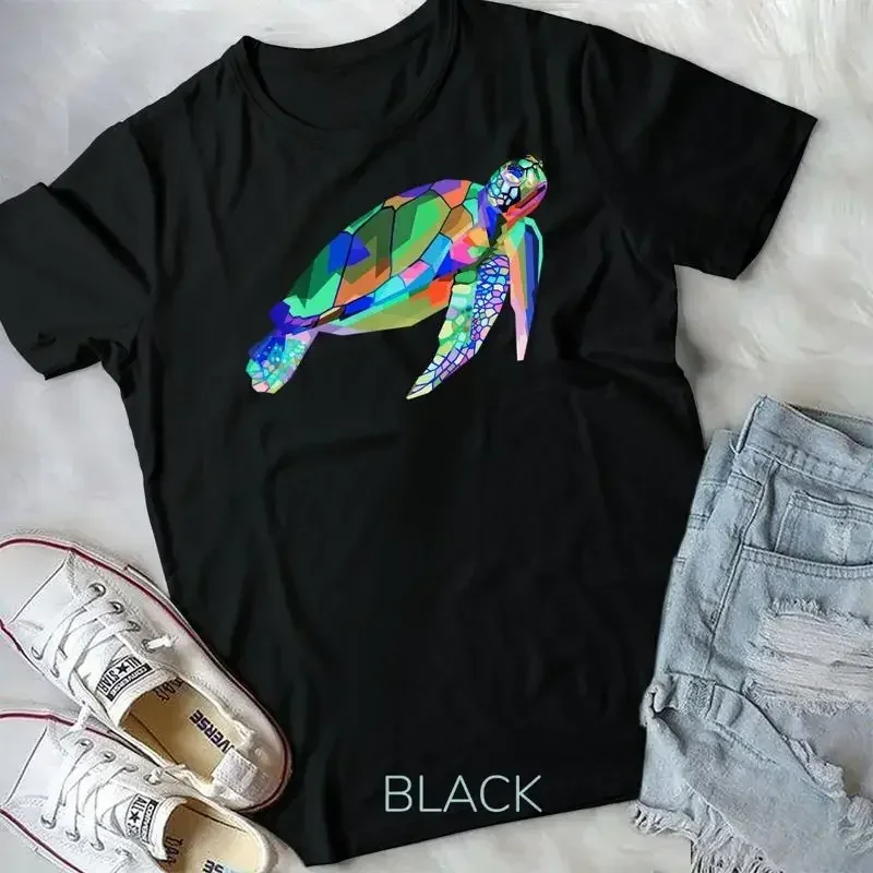 Turtle Shirt Colorful Floating Turtle Geometric Animal Unisex T shirt