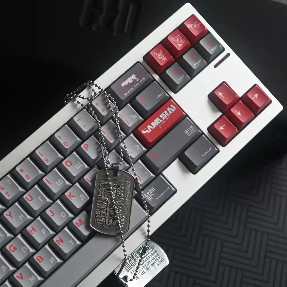 Imagem -03 - Samurai Silverhand Keycaps Cherry Profile Keycap Pbt Russo Japonês Teclado Mecânico do Jogo Sbpk 2077 Conjunto