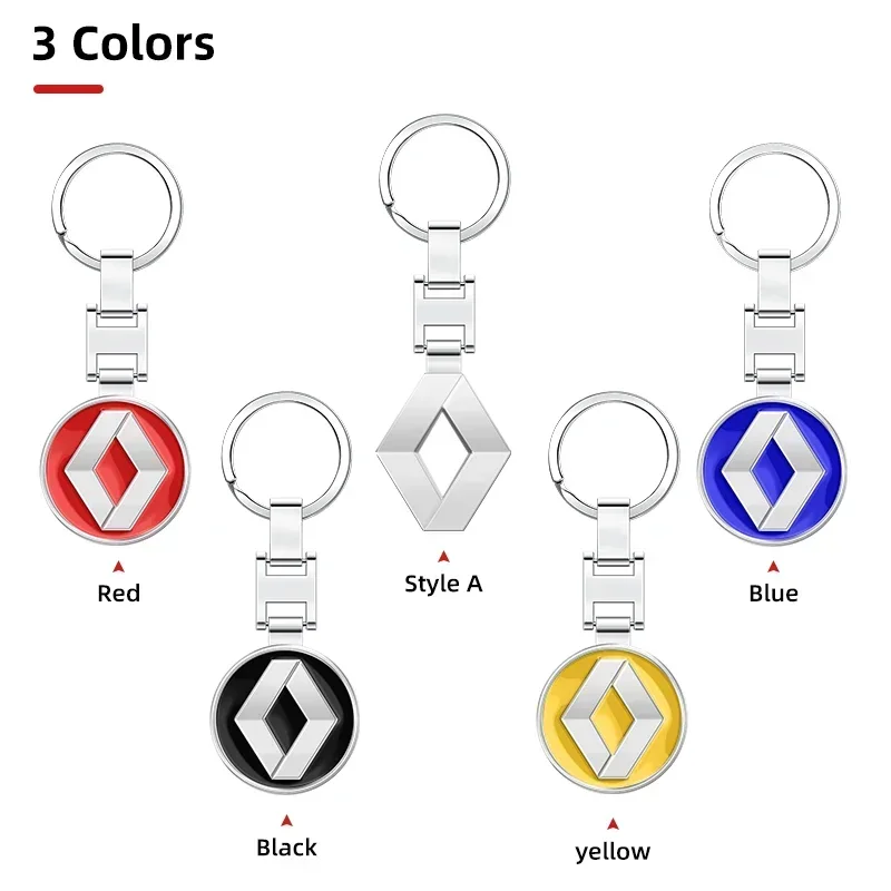 3D Metal Car Logo Key Rings Keyring Keychain For Renault Megane 2 3 4 Twingo Clio Talisman Captur Trafic Kwid Scenic 2 Fluence