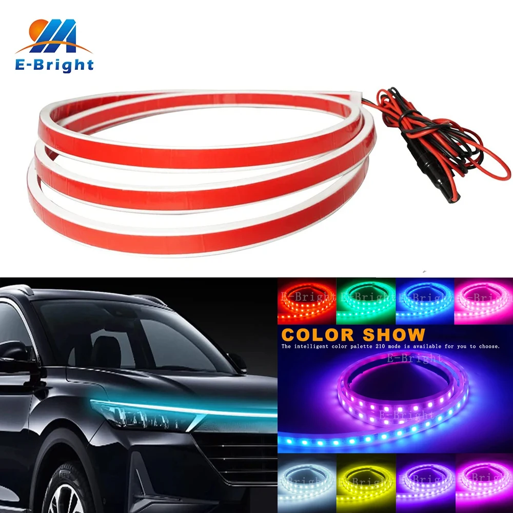 

Car Hood Led Strip 60in 70in White Blue Red Green Yellow RGB for Car Engine Cover Dynamic scan Start up Hoodbeam kit 12V 1Pcs