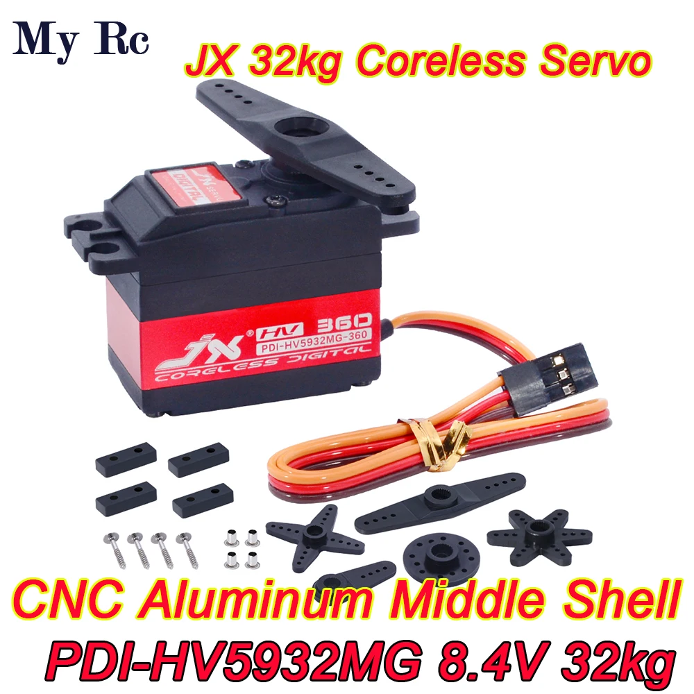 

JX сервопривод PDI-HV5932MG 120-360 ° 32 кг, металлическая шестерня, сервопривод с ЧПУ, алюминиевый средний корпус для RC Hobby
