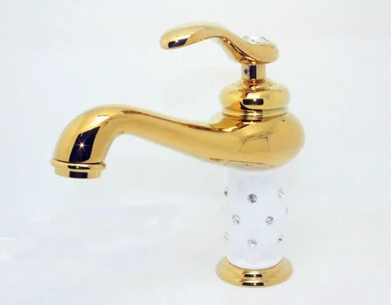 

Vidric 2014 new Luxury rhinestone basin mixer faucet Copper gold Single handle bathroom sink taps 6 years quality assurance