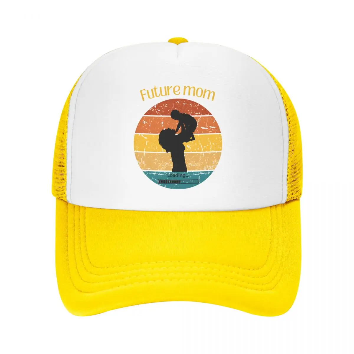 Future Mum And Baby Retro Sunset Mesh Baseball Cap Unisex Sport Trucker Worker Hats Adjustable Sun Caps