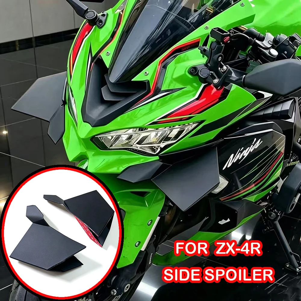 For ZX-4R ZX-4RR 2023-2026 Motorcycle Front Winglet Spoiler Aerodynamic Side Wing Fairing Downforce Deflector Accessories