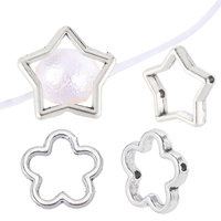 50pcs Antique Silver Flower Star Frames Spacer Beads Double Hole Connector Ring for DIY Beading Earring Bracelet Necklace Making
