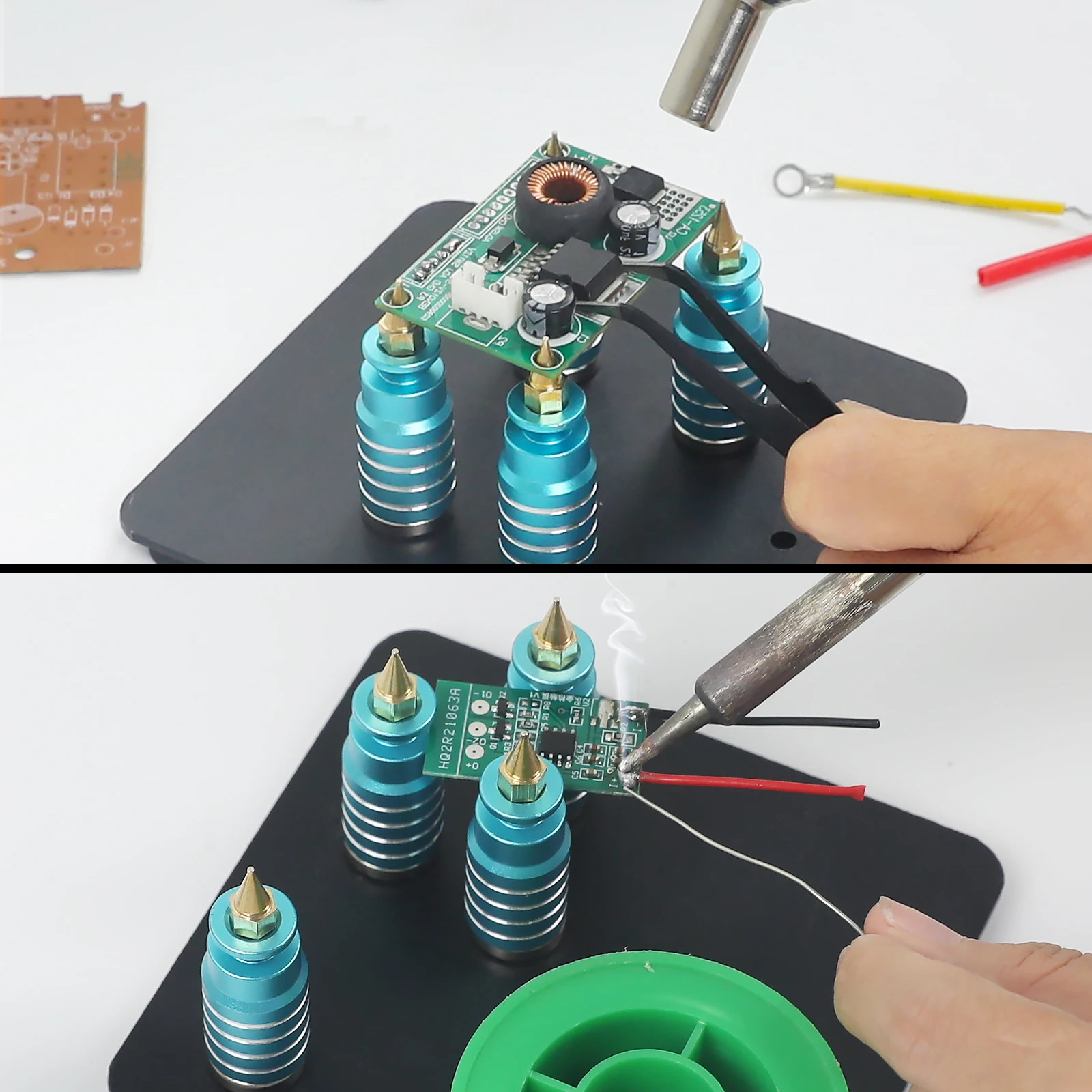 أداة لحام مساعدة الأيدي 4 قطعة PCB لوحة دوائر كهربائية حامل تركيبات مغناطيسية معدنية مع لوحة حديد لحام/ديسولديرينغ #5
