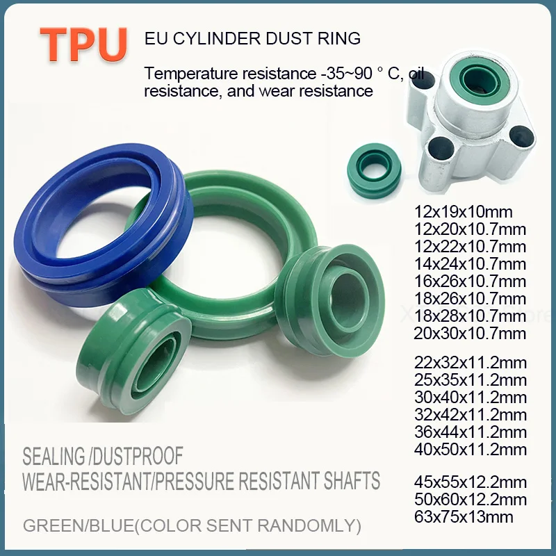 1 قطعة EU12-63mm نوع الغبار الختم الدائري O خواتم بولي هوائي هوائي اسطوانة قضيب المكبس ثنائي الاتجاه طوقا ثنائي الغرض الهواء ختم النفط الختم #1