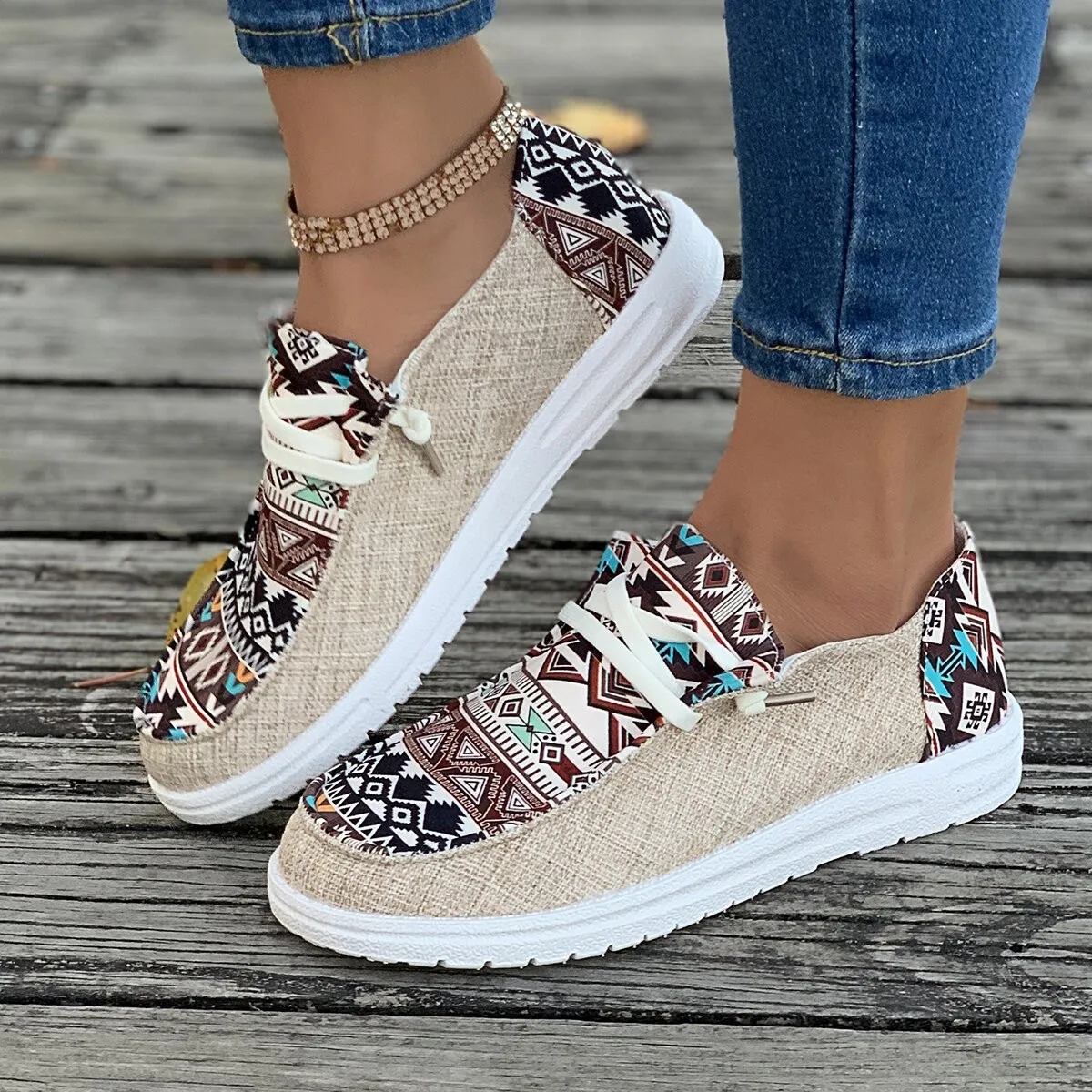 Scarpe da passeggio con punta tonda da donna autunno moda colore abbinato Casual confortevole bocca poco profonda suola spessa Sneakers donna taglia 43