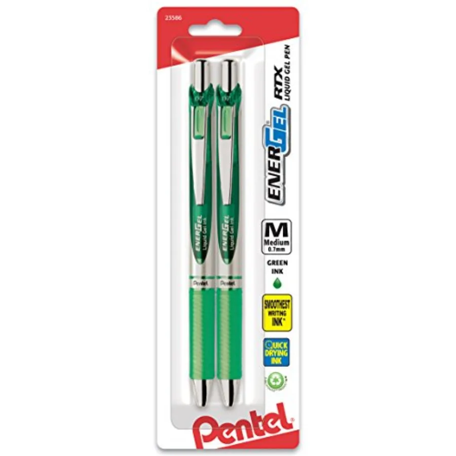 

EnerGel RTX Retractable Liquid Gel Pen, 0.7mm,Medium Line, Metal Tip, Ink, Pack of 2 (BL77BP2D