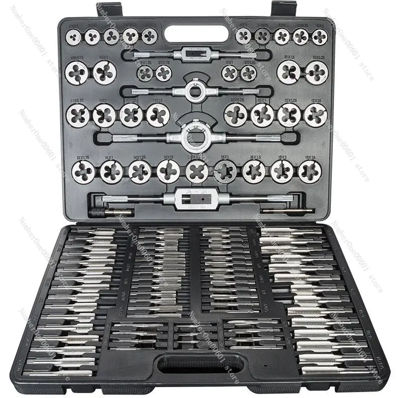 

Metric 110Pcs Tap and Die Set High Speed Steel Titanium Tap and Die Combination Set For Cutting External & Internal Threads