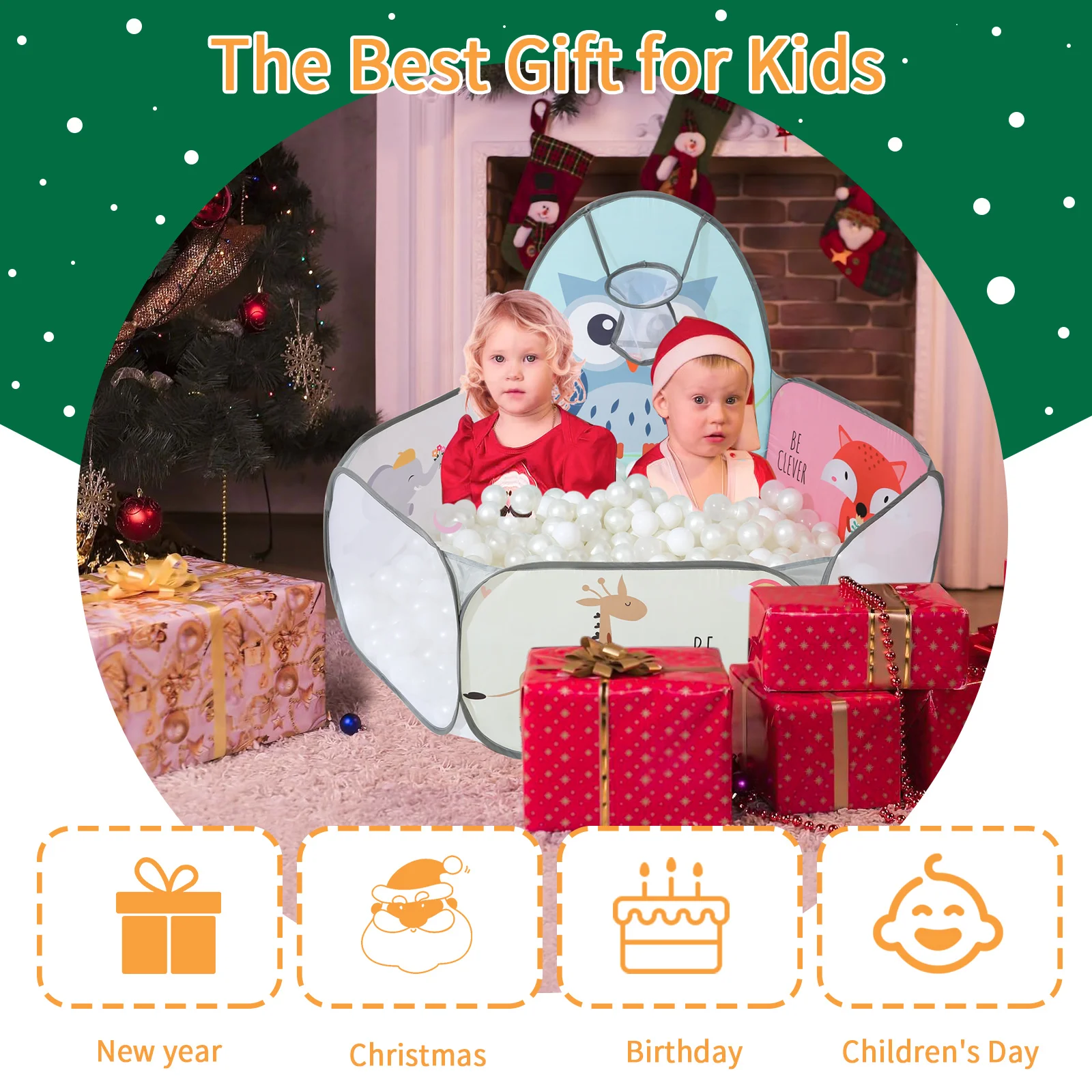 1 قطعة/مجموعة حفرة كروية قابلة للطي (بدون كرات) مع خيمة لعب بنمط سهلة التنظيف ومتينة للتفاعل بين الوالدين والطفل كهدية للأطفال #3