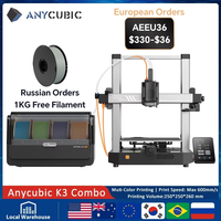 ANYCUBIC Kobra 3 Combo Multi-Color FDM Print in 4 to 8 Color 3D Printer With Max 600mm/s Printing Speed Build Size 250x250x260mm