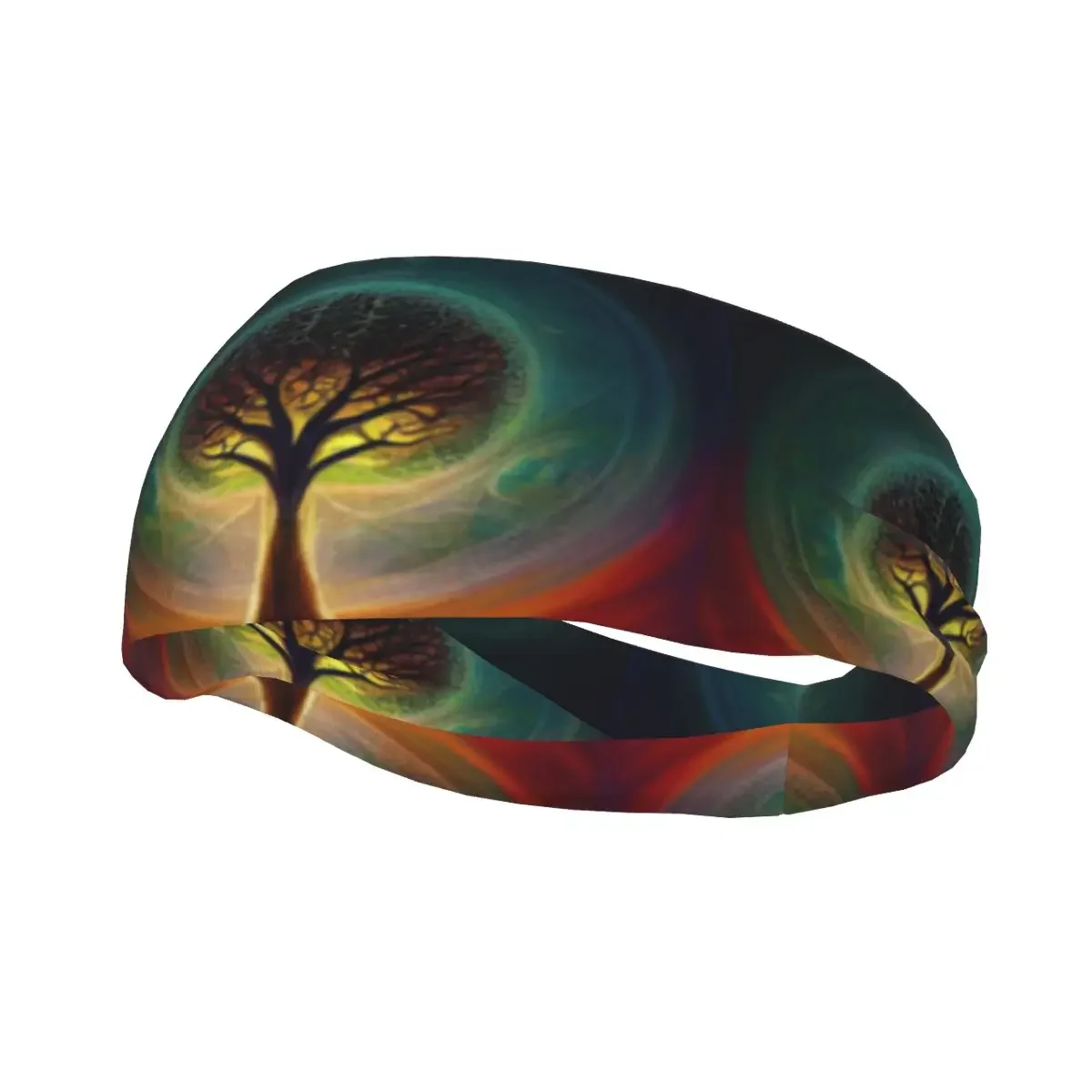 Headband Sports Yoga Fitness Stretch Sweatband Hair Band Elasticity Headband Mythological Sacred Tree