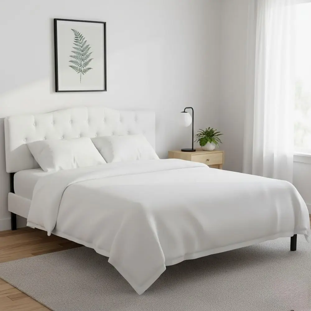 Cassandra Button Tufted Upholstered Headboard for Full amp Queen Linen Padded Panel, 12 Adjustable Height Settings, Wall or Bed