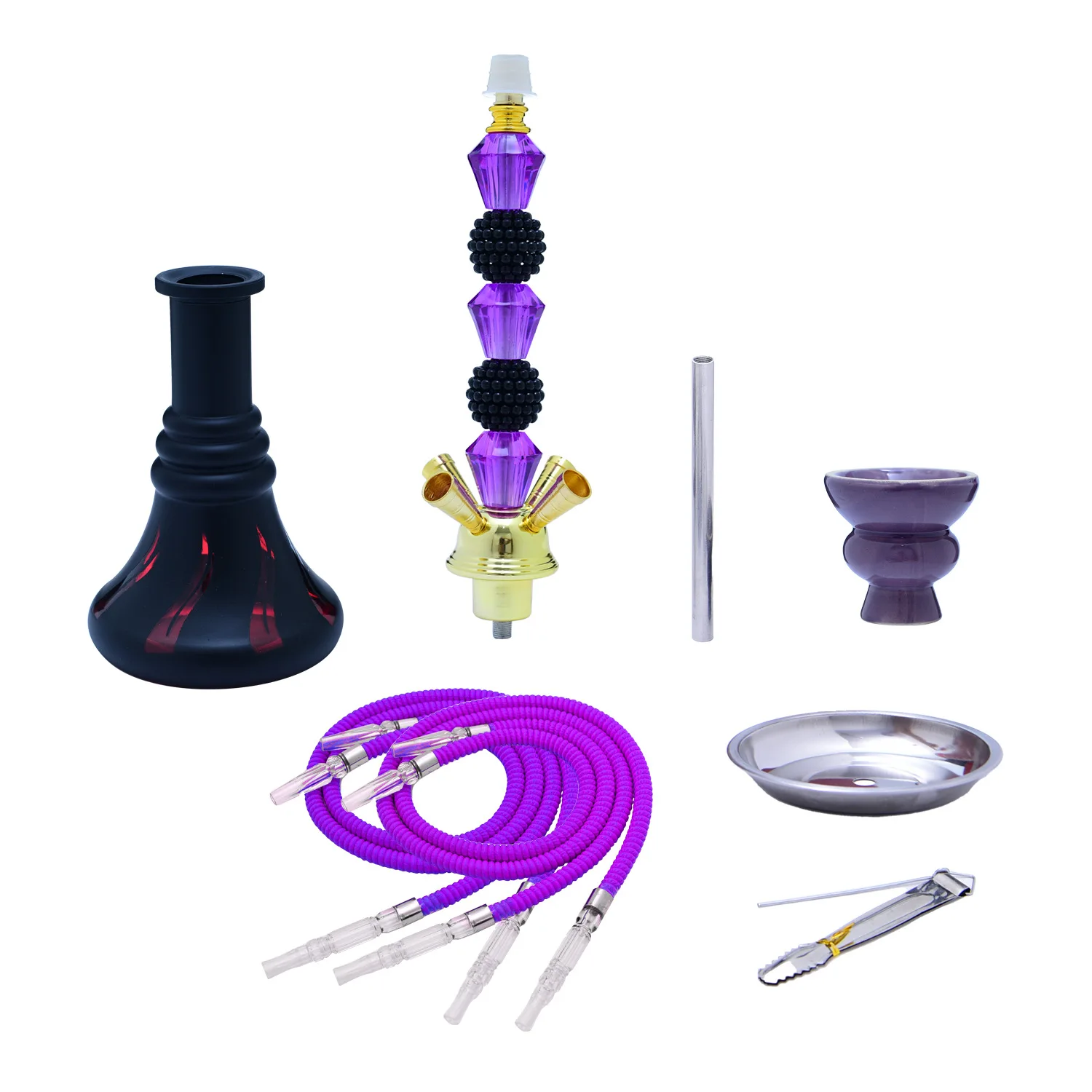 Arabian Shisha narghilè Water Smoke Pipe Bottle Set Shisha narghilè per Bar KTV Water Smoke Bottle Four Tube Glass Made