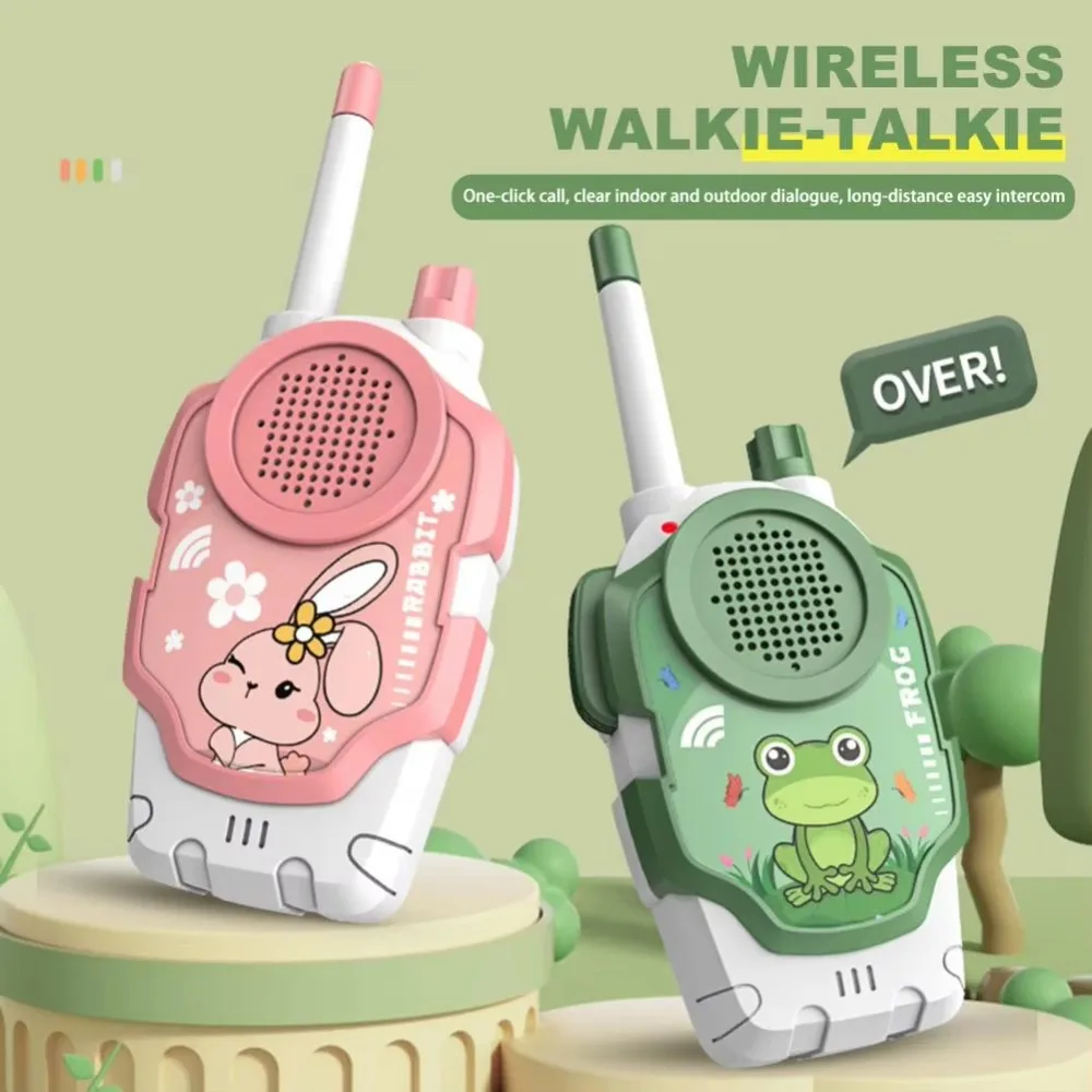 2Pcs Wireless Kids Walkie Talkie Toys Rabbit & Frog Cartoon Parent-child Intercom Machine Portable Parent-child Interaction