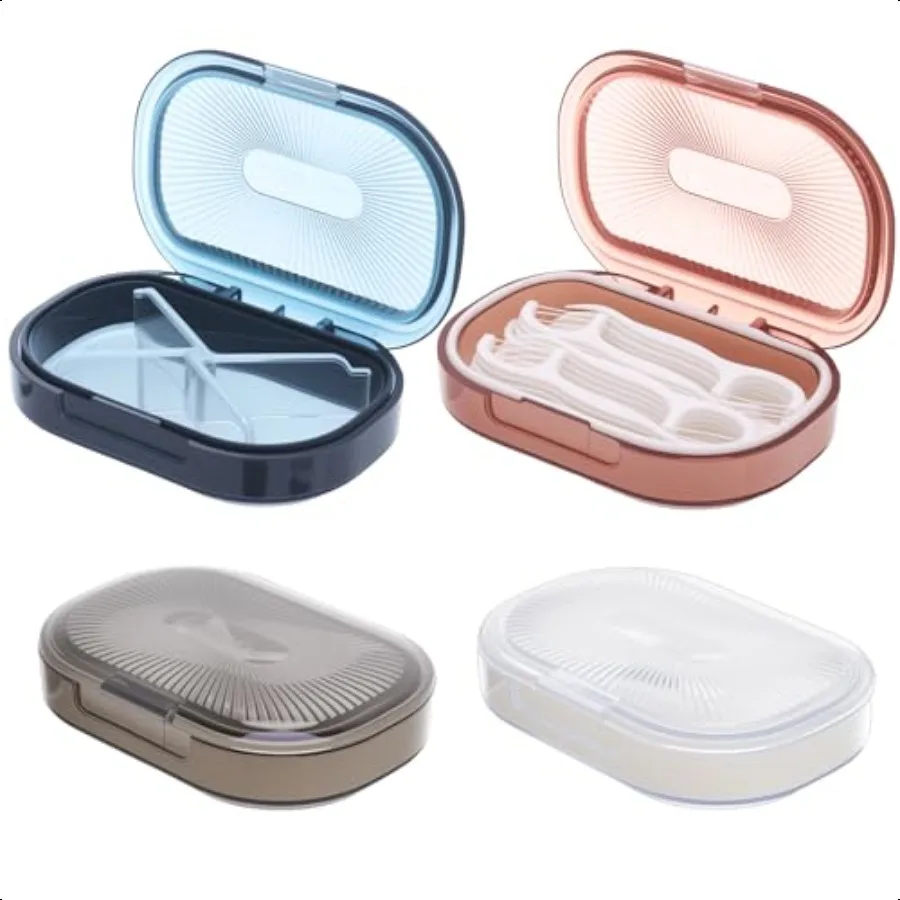 4 pezzi Qtip Holder Organizzatore per cravatte per capelli Piccolo contenitore da viaggio portatile Qtips Custodia per batuffolo di cotone Dispenser per flosser 4 Col morbido