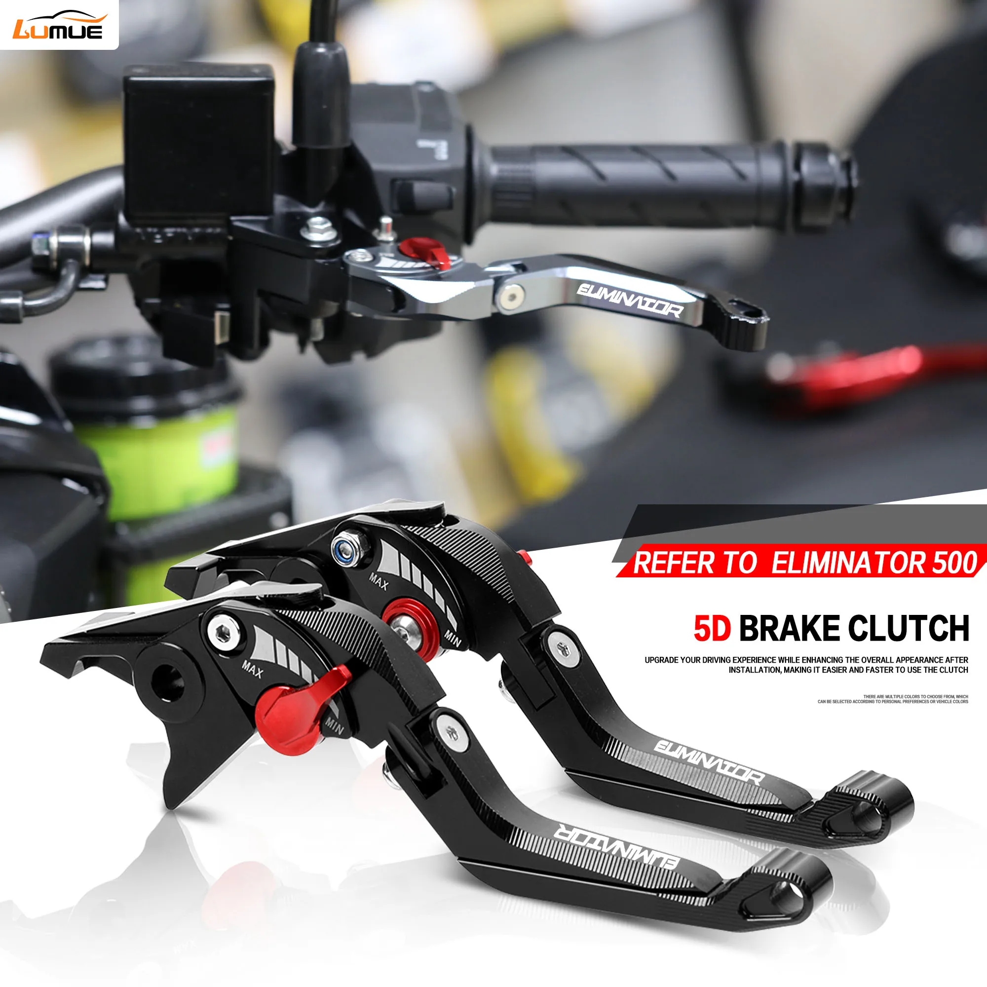 Motorcycle Eliminator500 Adjustable CNC 5D Aluminium Brake Clutch Levers Handle For Kawasaki Eliminator 500 2024 2025 2026