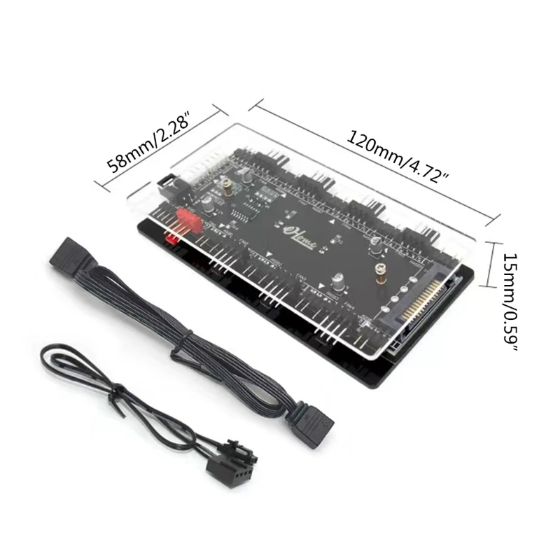 DN59 RGB Convertor 12V ADD-RGB to 5V ARGB Transfer Hub Fan Hub Control 4PWM Fan Speed Supports Fan with 3Pin/4Pin Cooling