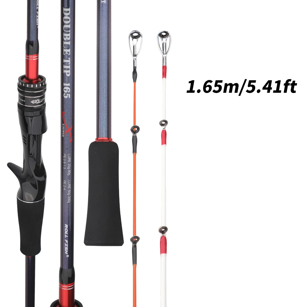 ROLLFISH Carbonfaser-Tintenfisch-Angelrute mit 2 Festen Spitzen, Offshore-Salzwasser-Bootsangeln, Leichtgewichtig, Hohe Empfindlichkeit, Langlebig – Detail 6
