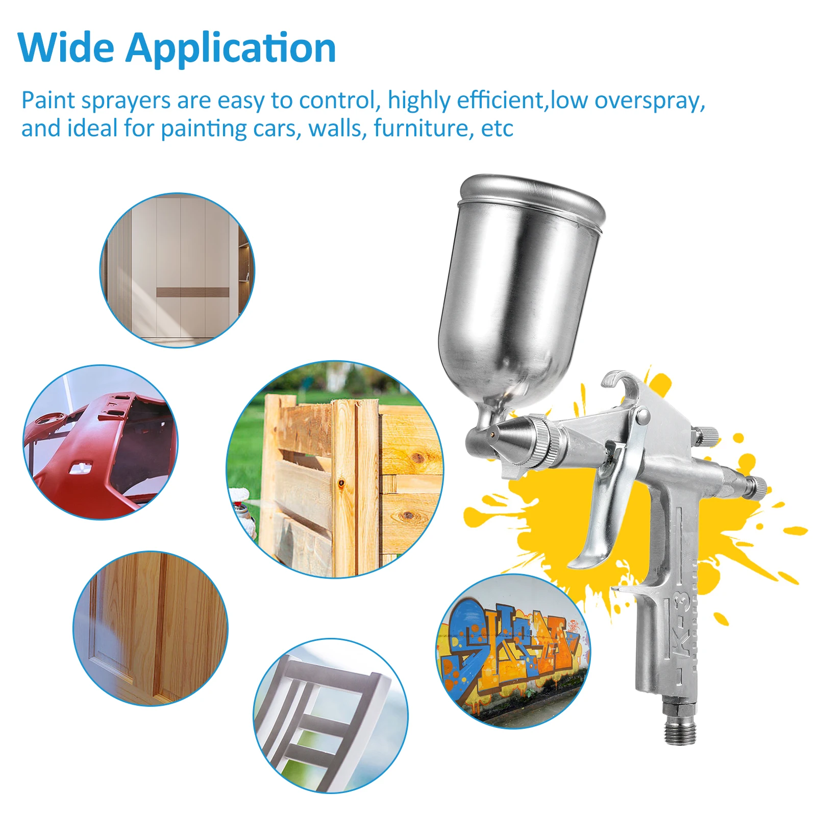 Mesin Semprot Mini Nozzle 0.5mm Kapasitas 150cc Cup Gravity Feed Mesin Semprot Cat Rumah Otomotif Alat Pengecatan Tekanan Rendah