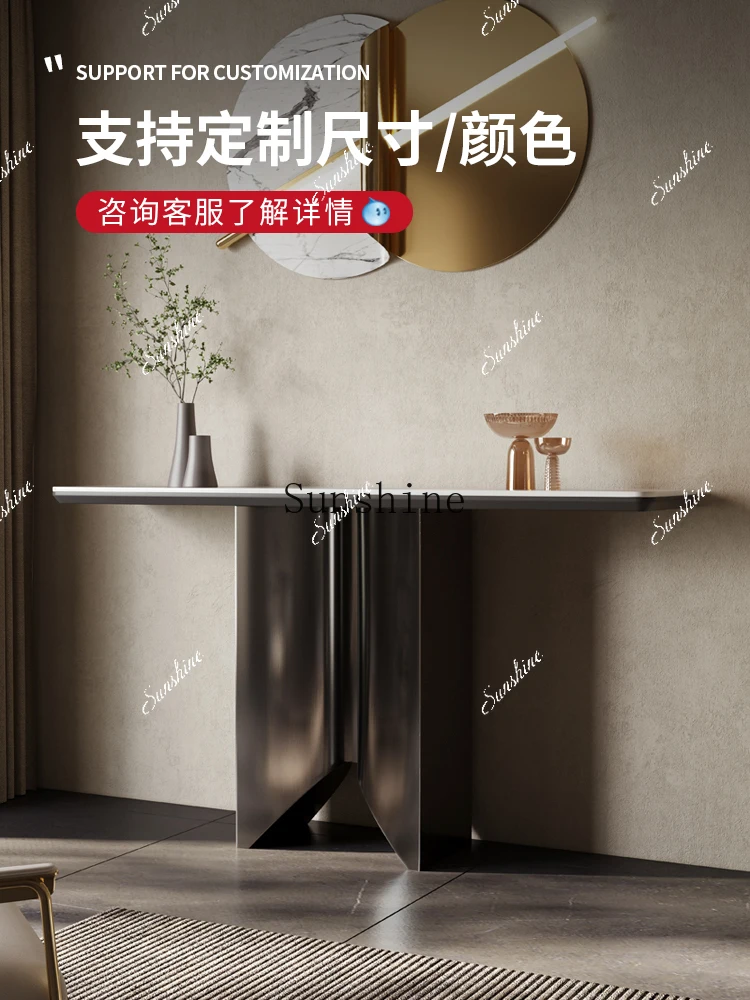 

Light luxury entrance table modern simple rock slab black high-end FT