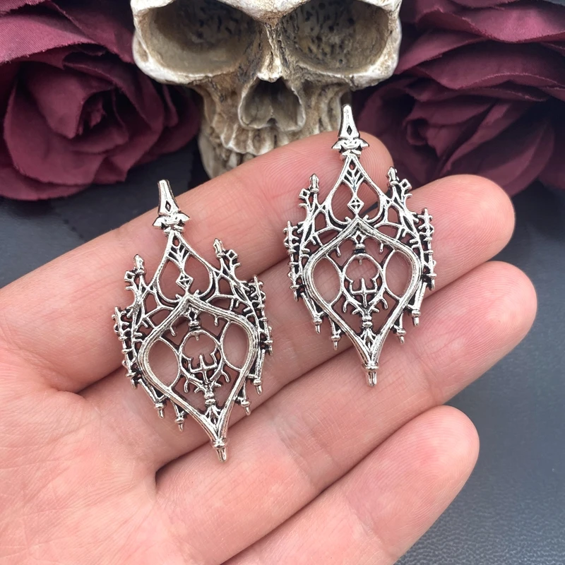 4pcs Vintage Gothic Castle Window Charm for DIY Jewellery Making
