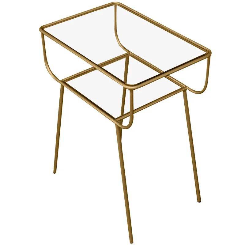 Nordic Coffee Table Luxury Side Table Wrought Iron Glass Creative Bedside Table Corner Storage Square Living Room