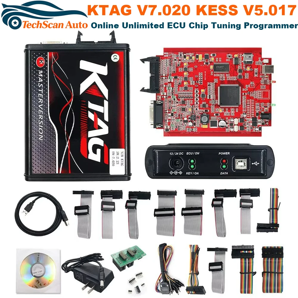 2026 Online EU Red KTAG 7.020 2.25  Kess V2 V5.017 2.80 with Murata Filter OBD 2 Car Truck ECU Chip Tuning Unlimited Repair Kit