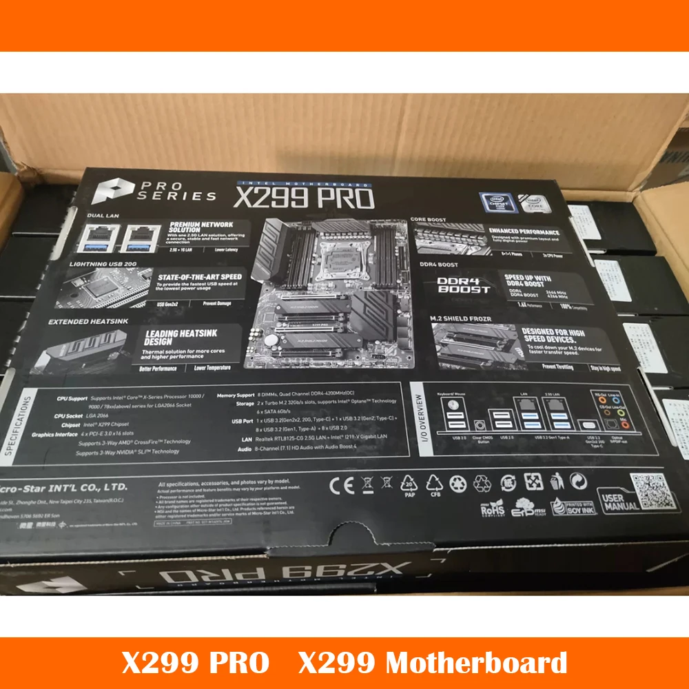 New X299 PRO LGA2066 DDR4 M.2*2 SATA3*6 256GB ATX X299 Motherboard Work Fine High Quality Fast Ship