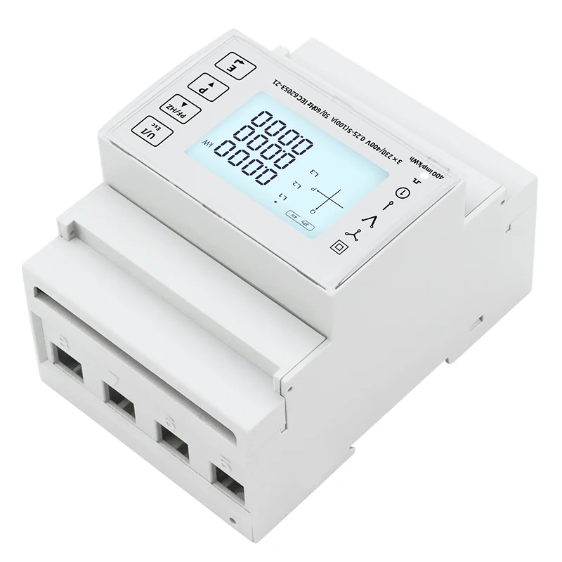 Multi-Function LCD Din Rail Energy Meter Modbus RS485 45~65Hz Three-Phase Four-Wire