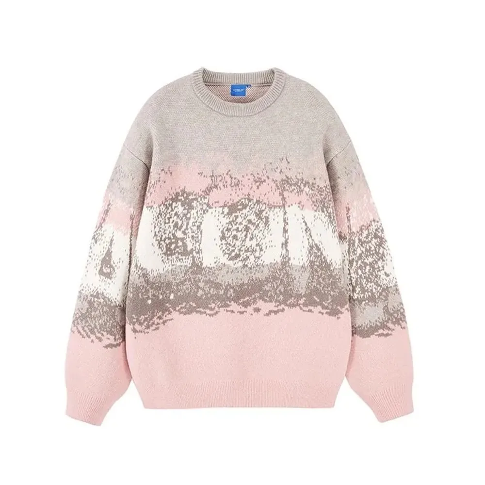 Woman ClothingtrendPoska Original Replica Pixel Point Loose Crewneck Snowflake Sweater For Men And Women The Same F