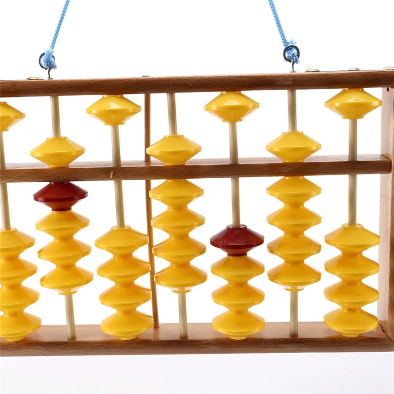 

3X 7 Column Non-Slip Hanging Wooden Abacus Chinese Soroban Educational Tool Mathmetic Calculator For Student Teacher