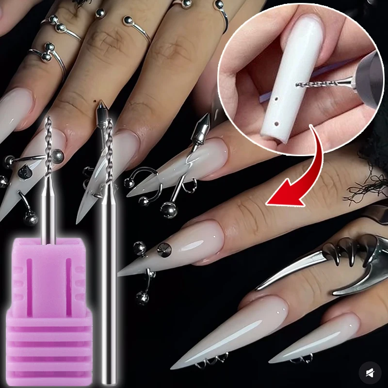 

Nail Drill Pierce Bit for Jewelry Open Ring Nail Art Decorative Piercing Tungsten Steel Grinding Head Precise Hole Punching Tool