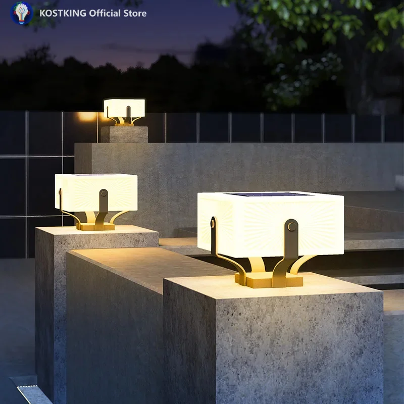 Solar Pillar Lights Home Decor Villa LED Wall Lamp Outdoor Waterproof Modern Gate Garden Lighting Solar Energy Super Bright Door