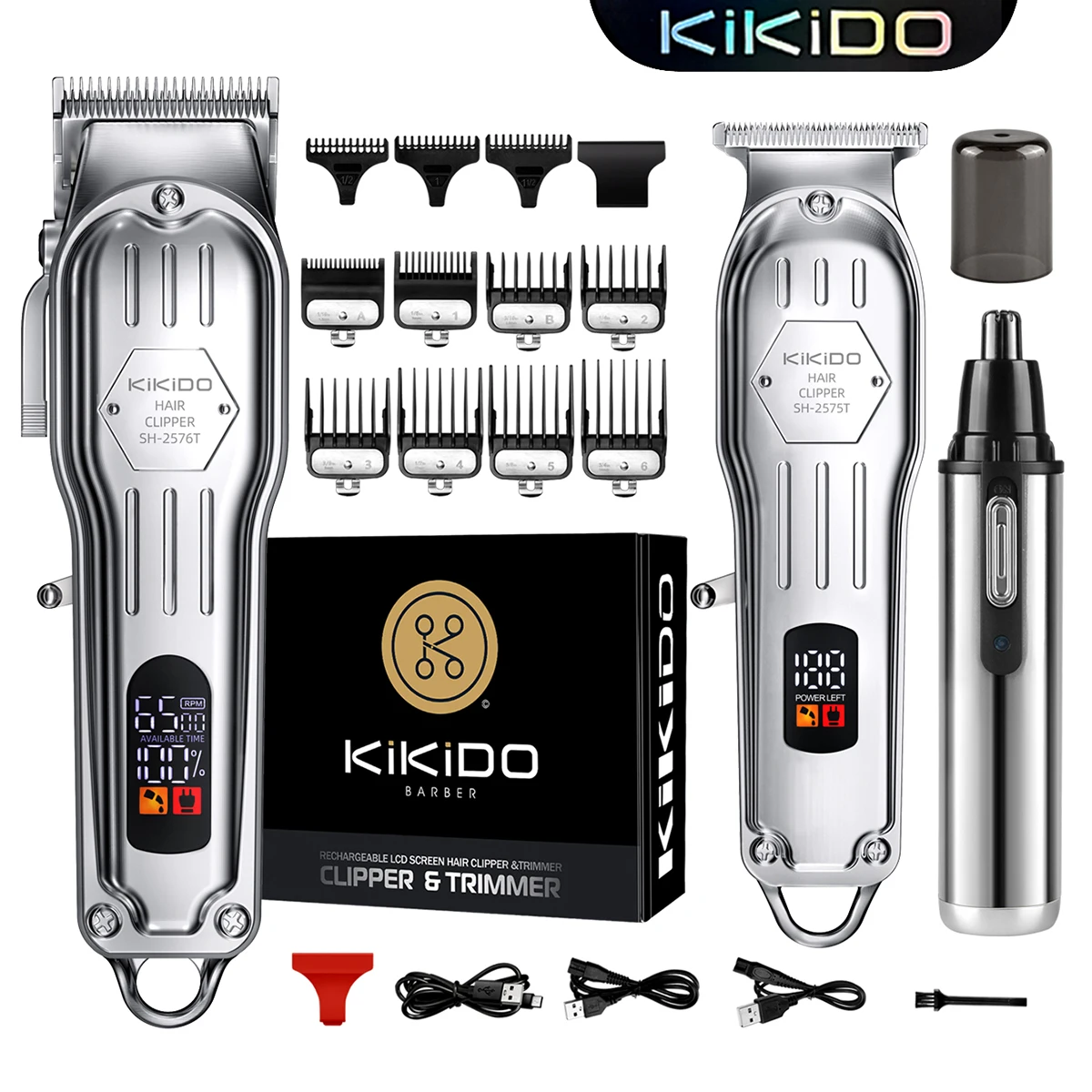 KIKIDO 3 IN 1 Professional Hair Clippers &Nasal hairs Trimmer Set for Man , Cordless  Adjustable Speeds Hair Clipper,Trimmer Kit