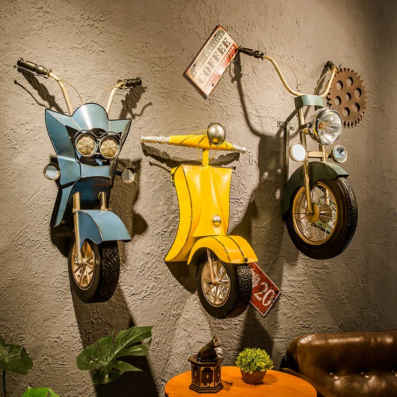 Industry Wind Metope Decoration Retro Bar Shop Wall Hanging Motorcycle Pendant Fashion Creative Restaurant Ornament Wrought Iron