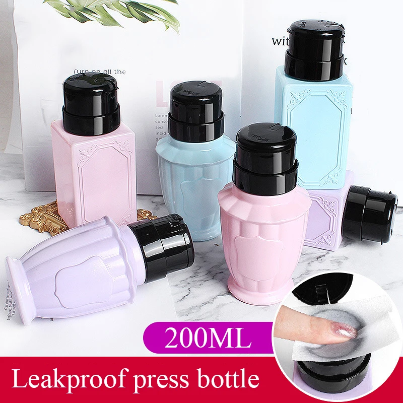 5/200 ML Empty Pump Alcohol Press Lotion Cleaner Bottle Dispenser Makeup Refillable Nail Polish Remover Liquid Container Tools