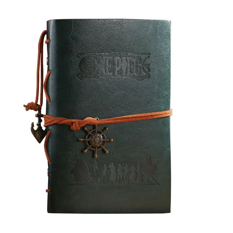 One Piece Cartoon Retro Leather Notebook 2D Student Office Portable Strap Loose-leaf A6 Notepad Animation Peripheral Wholesale