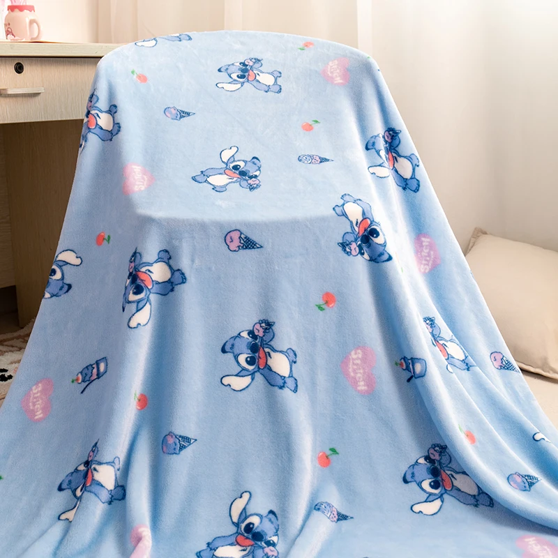 Cute Stitch Blanket Warm Flannel Blanket Pillowcase Japanese Style Pattern Printing Blanket Bedspread Bedroom Sofa Bed Girl