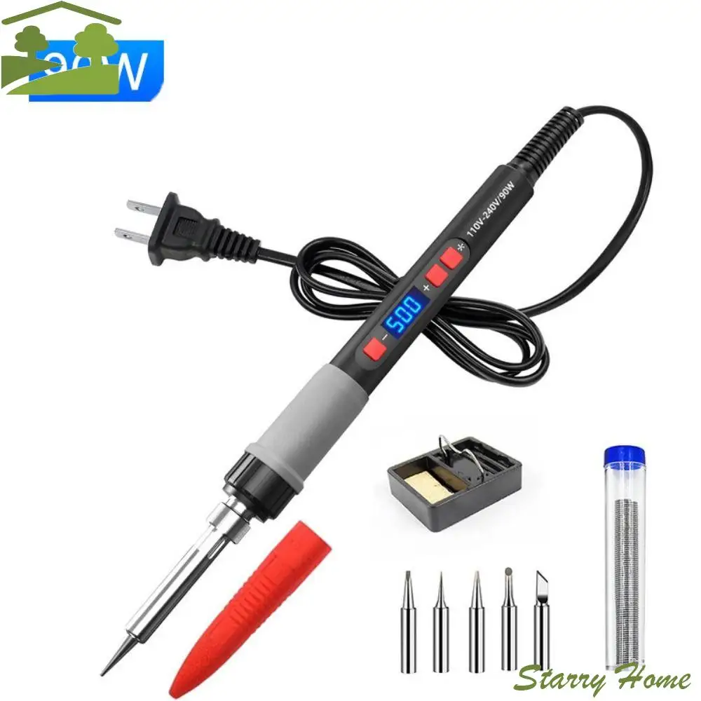 

90W Soldering Iron Kit Adjustable Temperature LCD Digital Welding Heating Pen Professional Grade Rapid Heating