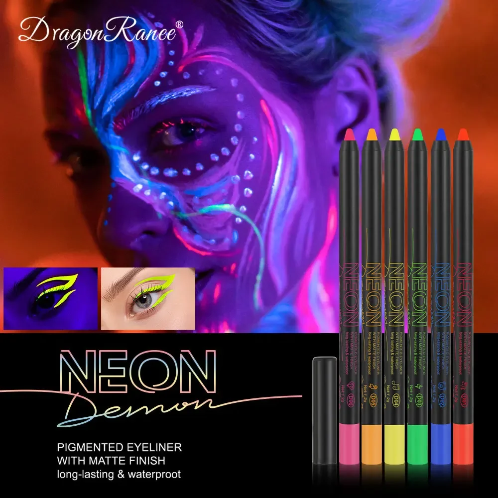 Eyeliner con luce al neon a 6 colori, texture fluorescente brillante, impermeabile, a lunga durata, per trucco, penna multifunzione per pittura per il corpo