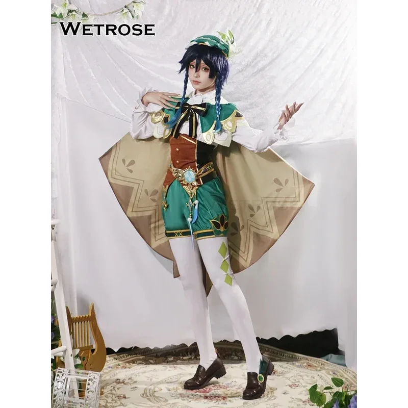 ZA01 【Wetrose】 w magazynie Venti SSR przebranie na karnawał Barbatos Anemo Archon Venti Barbatos pełny zestaw peruka Halloween ShoesZa0@