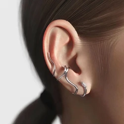 1 Pc Silver Color Snakelike Ear Cuffs Non-Piercing Ear Clip Earrings For Women Men Fake Cartilage Earring Fashion Jewelry Gifts